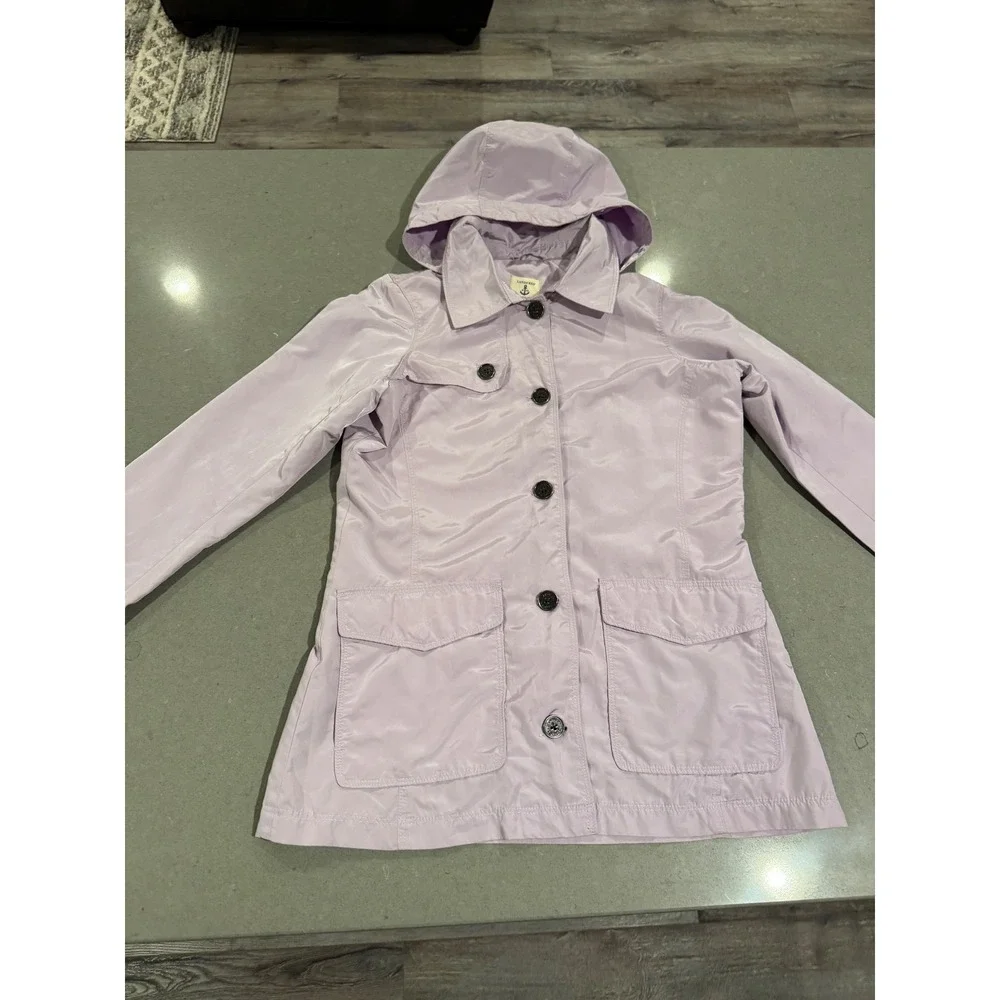 Lands End Kids‎ Girls Lavender Hooded Lightweight Rain Jacket Size L